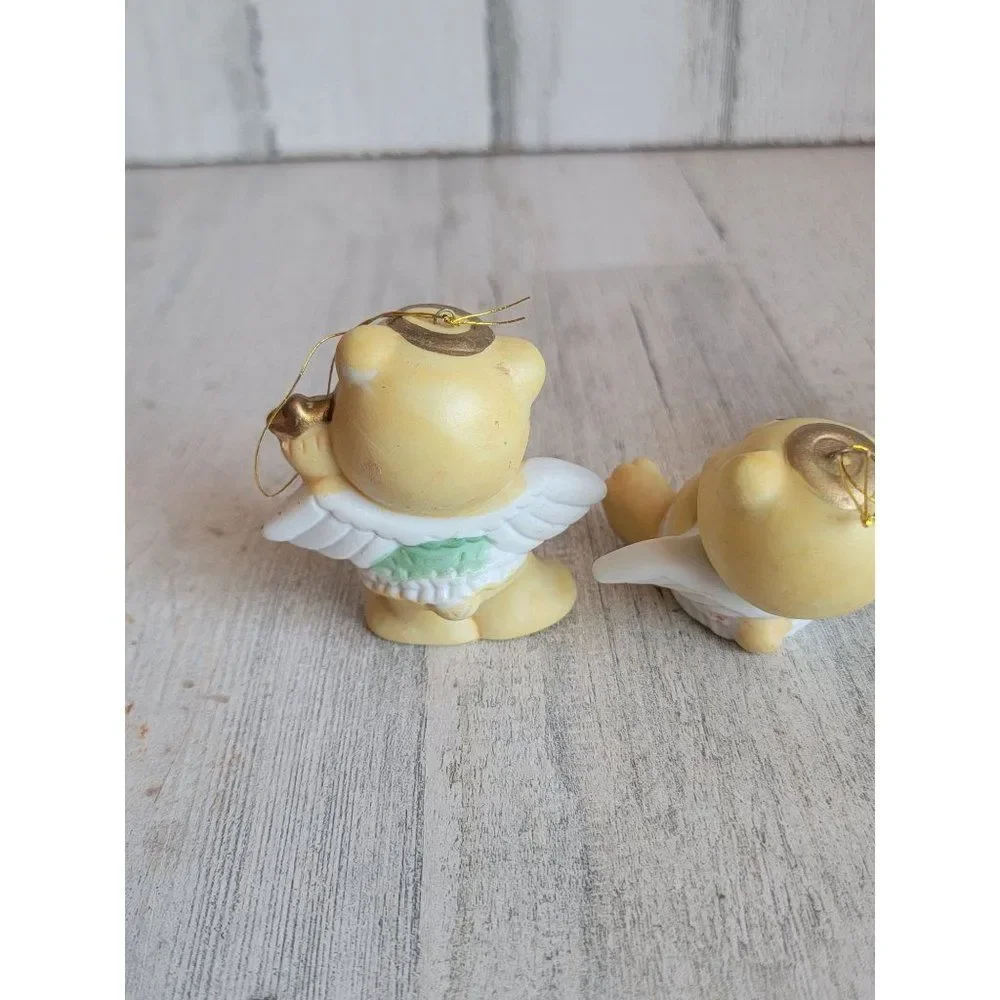 Vintage ceramic Golden Bear Angel star set ornament Xmas‎